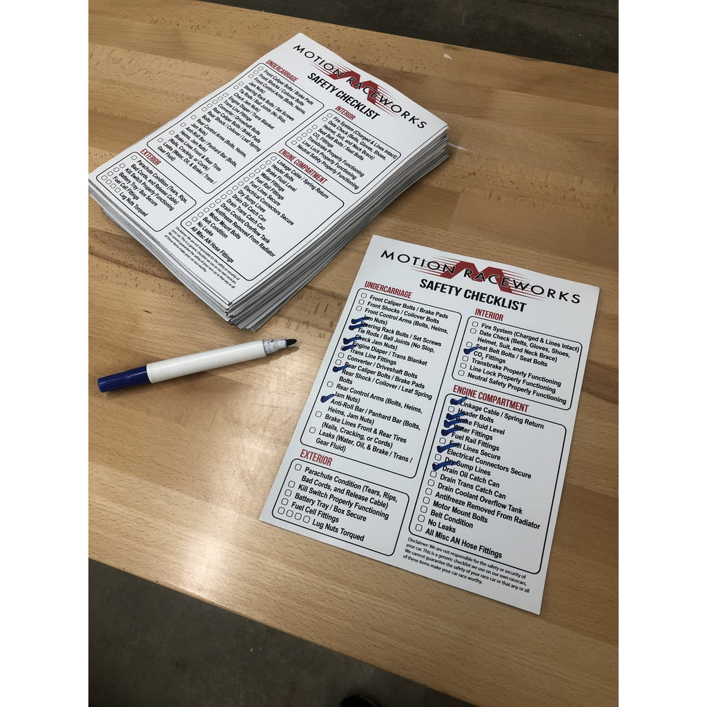 Motion Safety Checklist Magnet Dry Erase-Motion Raceworks-Motion Raceworks